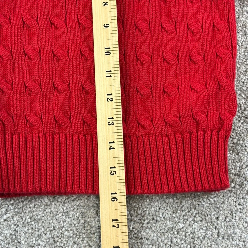 Polo Ralph‎ Lauren Cable Knit Sweater Kids 4/4T Red Classic Preppy Cotton Pony